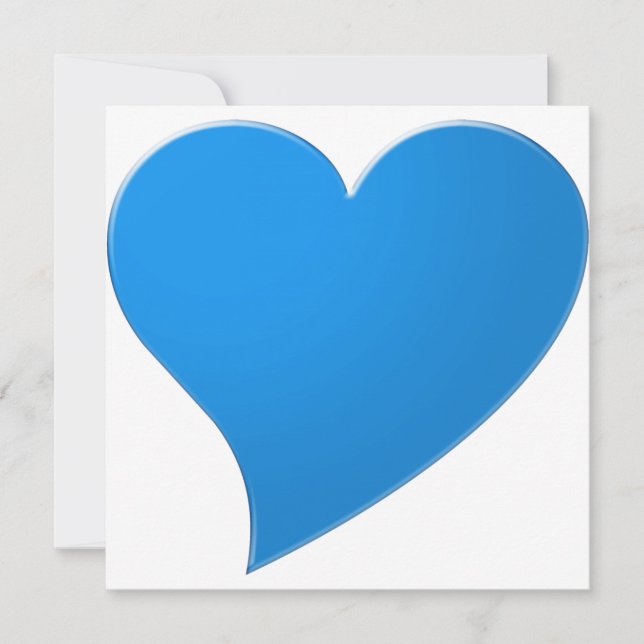 Big Blue Heart, Liebe, White Valentine's Day Card (Vorderseite)