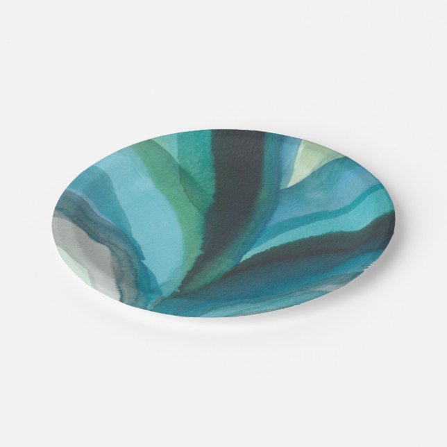 Big Blue Leaf I Pappteller (Schrägansicht)