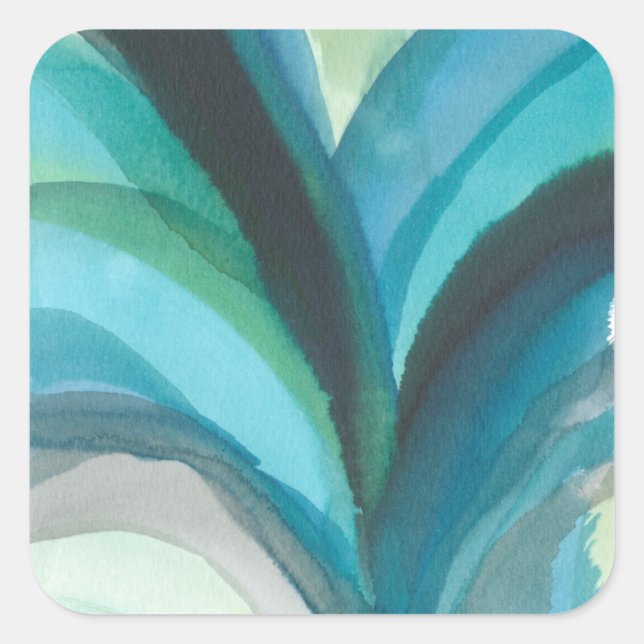 Big Blue Leaf I Quadratischer Aufkleber (Vorderseite)