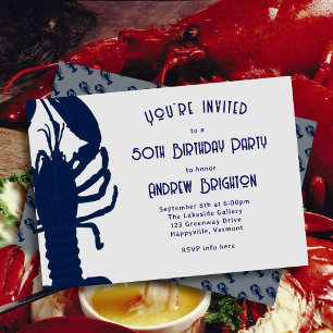 Big Blue Lobster Son Invitation de fête d'annivers