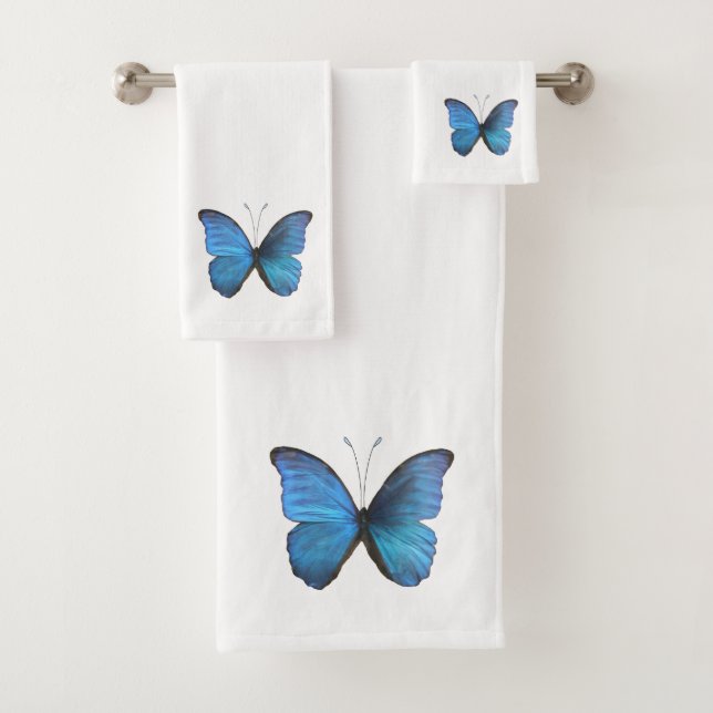 Big Blue Morpho Butterfly Badhandtuch Set (Insitu)