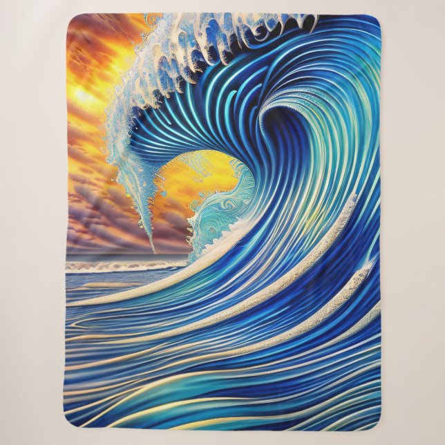 Big Blue Ocean Wave über Sunset Sky Sherpadecke (Vorderseite)
