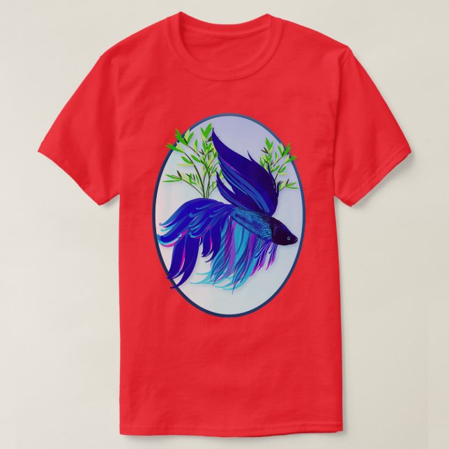 Big Blue Siamese Fighting Fish Oval T-Shirt (Design vorne)