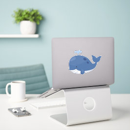 Big Blue Whale Watercolor Aufkleber