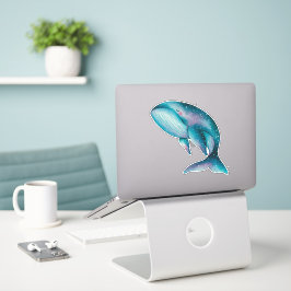 Big Blue Whale Watercolor Aufkleber