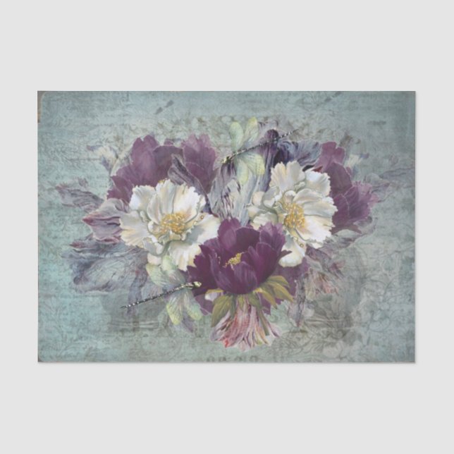 Big Blume Blue Gray Hintergrund Seidenpapier (Vorderseite)