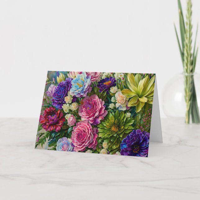 Big Blume Bunch Bouquet Blume Kunstkarte Karte (Vorderseite)