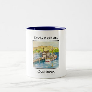 Big Boats im Hafen, Santa Barbara, Kalifornien Zweifarbige Tasse