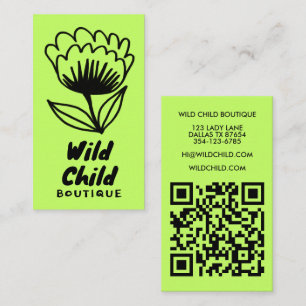 BIG BOLD BLOOM Rustikaler Minimal-QR-Code Visitenkarte