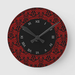 Big Bold Damask Runde Wanduhr