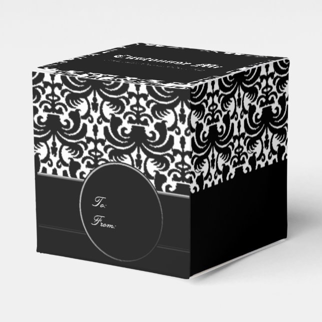 Big Bold Damask (schwarz) Geschenkschachtel (Vorderseite)