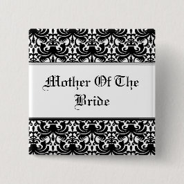 Big Bold Damask (Schwarz) (Hochzeit) Button