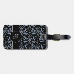 Big Bold Damask (Smokey Blue) (Monogramm) Gepäckanhänger