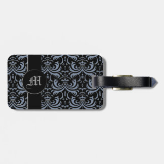 Big Bold Damask (Smokey Blue) (Monogramm) Gepäckanhänger