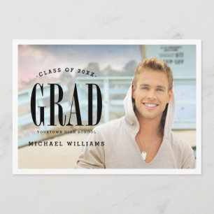Big Bold Grad   Partei für den Foto von White Text Einladung