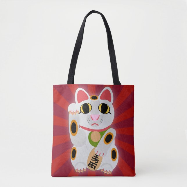 Big Bold Lucky Cat Fun Cartoon Charakter Tasche (Vorderseite)