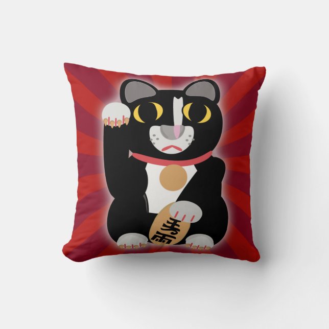 Big Bold Lucky Tuxedo Cat Kissen (Vorderseite)