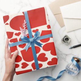 Big Bold Red Liebe Hearts Geschenkpapier