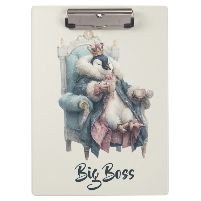 Big Boss Winter Penguin Design Klemmbrett (Vorderseite)