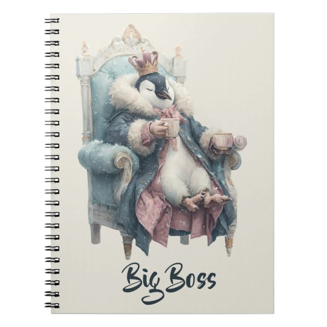 Big Boss Winter Penguin Design Notizblock (Vorderseite)