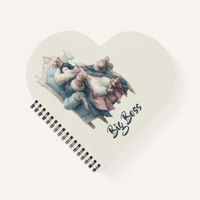 Big Boss Winter Penguin Design Notizbuch (Vorderseite)