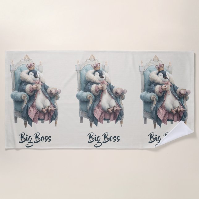 Big Boss Winter Penguin Design Strandtuch (Vorderseite)