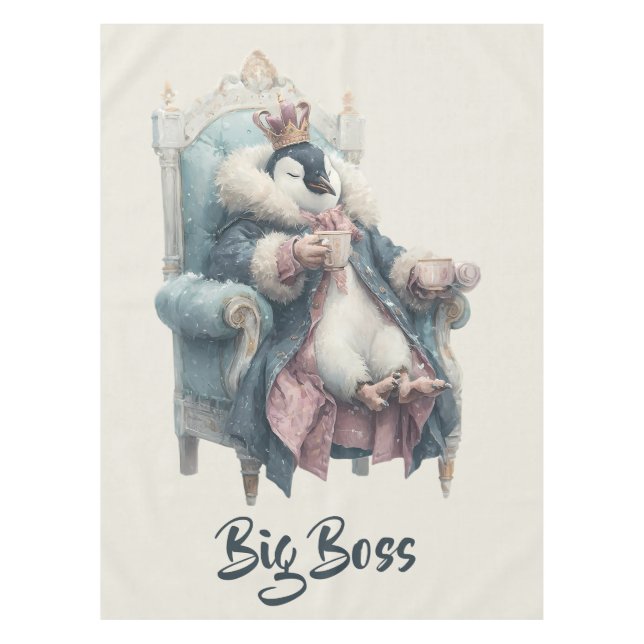 Big Boss Winter Penguin Design Tischdecke (Vorderseite)