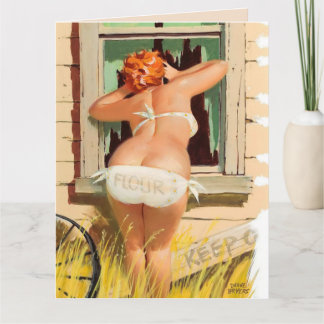 BIG BOTTOMED FRAU ART PEEKING IN ZU SAGEN HELLO KARTE