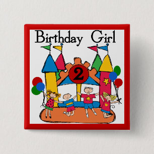 Big Bounce Girl 2. Geburtstag Tshirts und Geschenk Button