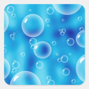 Big Bouncing Blue Bubbles Quadratischer Aufkleber