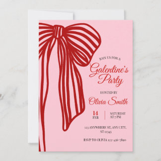 big bow coquette galentines girls night party einladung