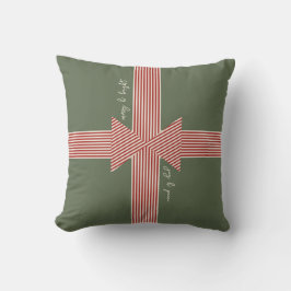 Big Bow of Striped Ribbon Green Kissen