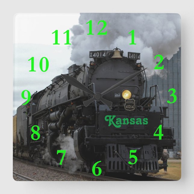 Big Boy 4014 Ellsworth Kansas Quadratische Wanduhr (Vorderseite)
