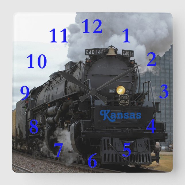 Big Boy 4014 Ellsworth Kansas Quadratische Wanduhr (Vorderseite)