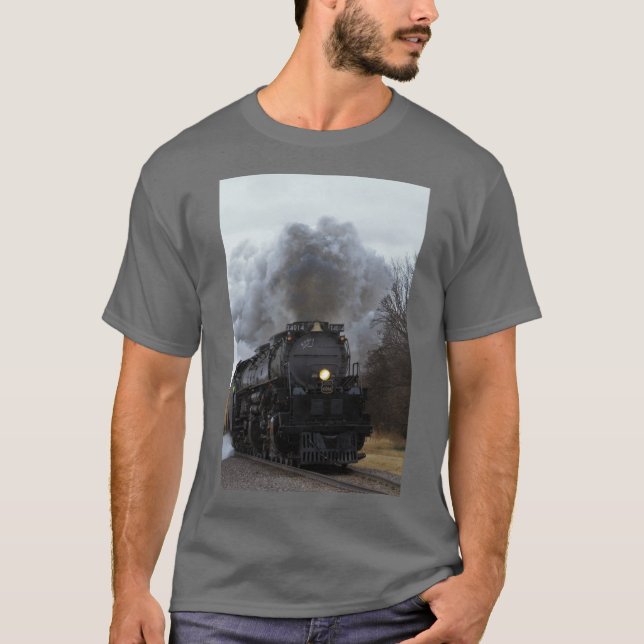 Big Boy 4014 Rauch und Dampf in Black Wolf Kansas T-Shirt (Vorderseite)