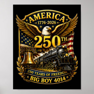 Big Boy 4014 Zug USA 250. Jubiläum Patriotisch Poster