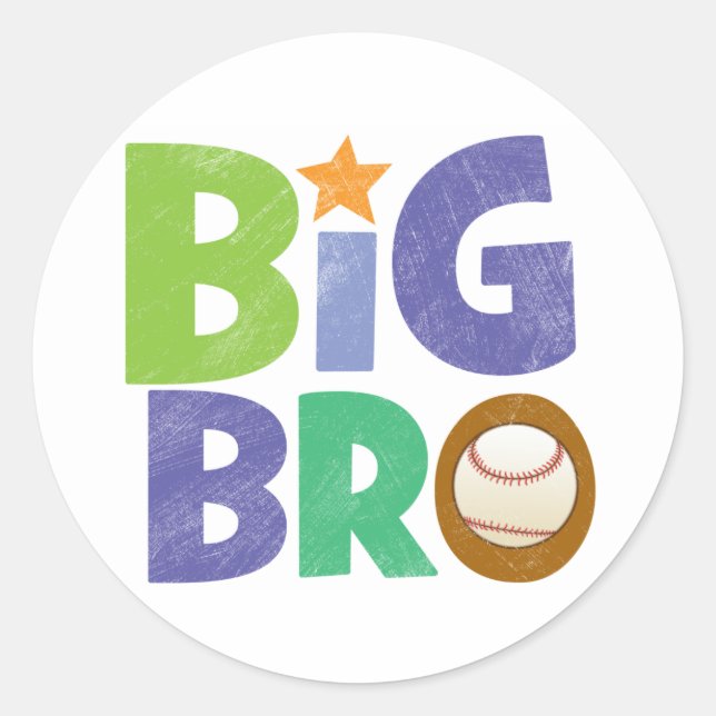 Big Bro Baseball Runder Aufkleber (Vorderseite)