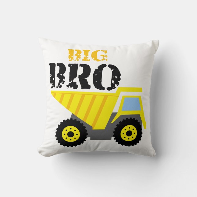 Big Bro Bau Gelber Sprungwagen Kissen (Vorderseite)