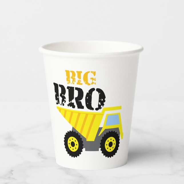 Big Bro Bau Gelber Sprungwagen Pappbecher (Vorderseite)
