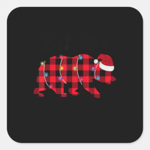 Big Brother Bear Buffalo Kariert Lights Christma Quadratischer Aufkleber