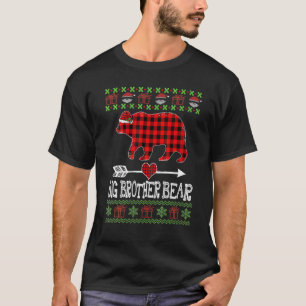 Big Brother Bear Santa Rote Karierte Familie Pajam T-Shirt