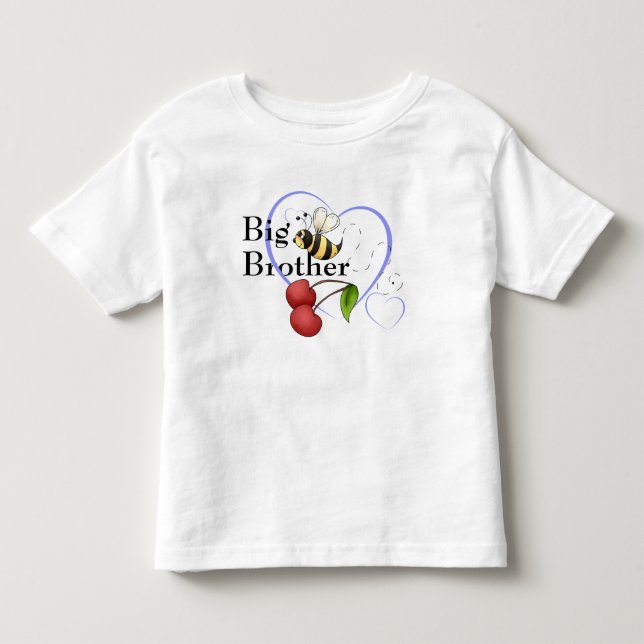 Big Brother Bumble Bee Cherry Blue Heart Kleinkind T-shirt (Vorderseite)