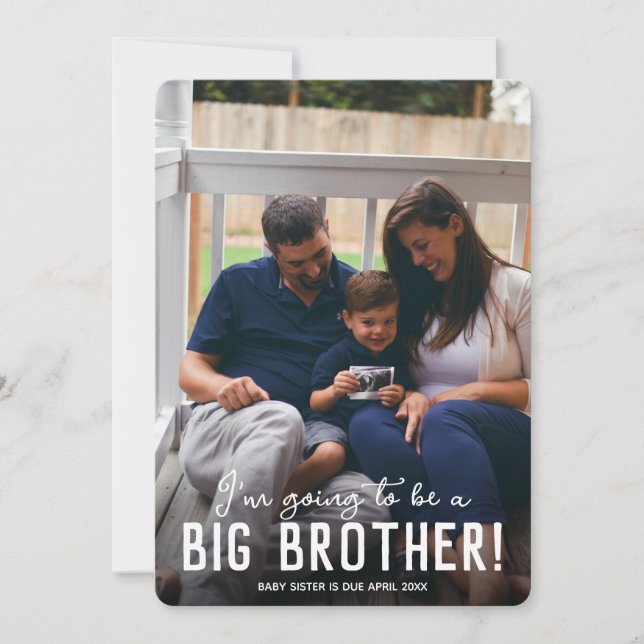 Big Brother Custom Foto Geschwisterschwangerschaft Ankündigung (Vorderseite)
