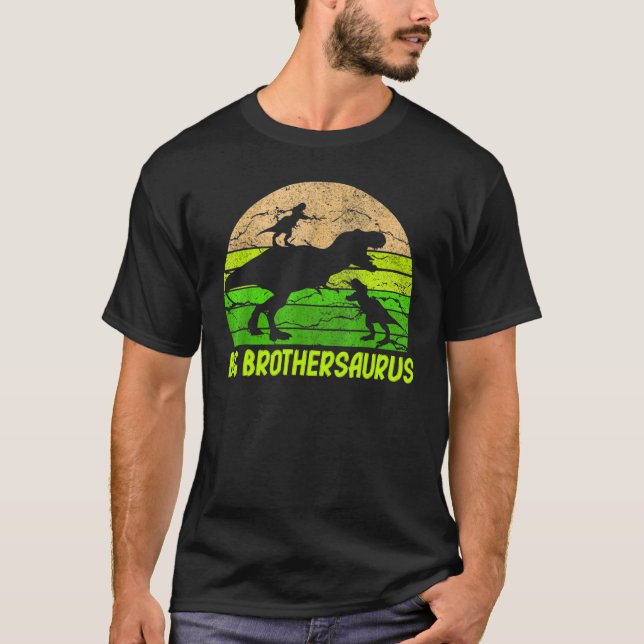 Big Brother Dinosaur Big Brothersaurus 2 Zwei Kind T-Shirt (Vorderseite)