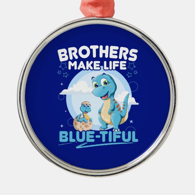 Big Brother Dinosaur Schöner Life Puff Ornament Aus Metall (Vorne)