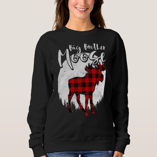 Big Brother Elch Kariert Buffalo Matching Family Sweatshirt (Vorderseite)