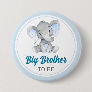 Big Brother Elephant Peanut Blue Baby Boy Dusche Button