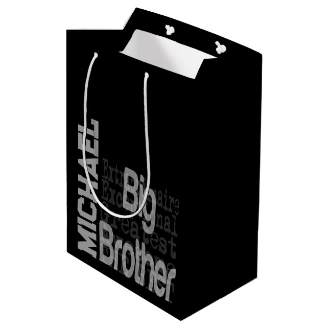 Big Brother Extraordinaire CUSTOM Mittlere Geschenktüte (Rückseite Schrägansicht)