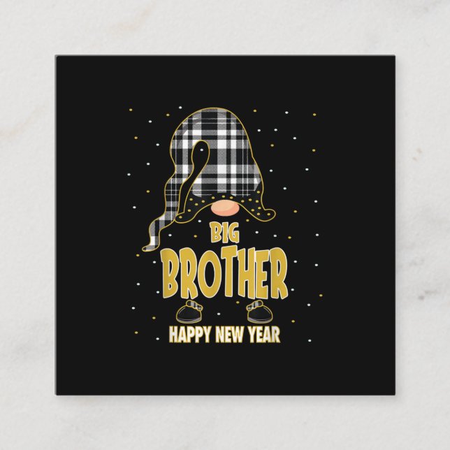 Big Brother Happy New Year| Match-Geschenk Quadratische Visitenkarte (Vorderseite)