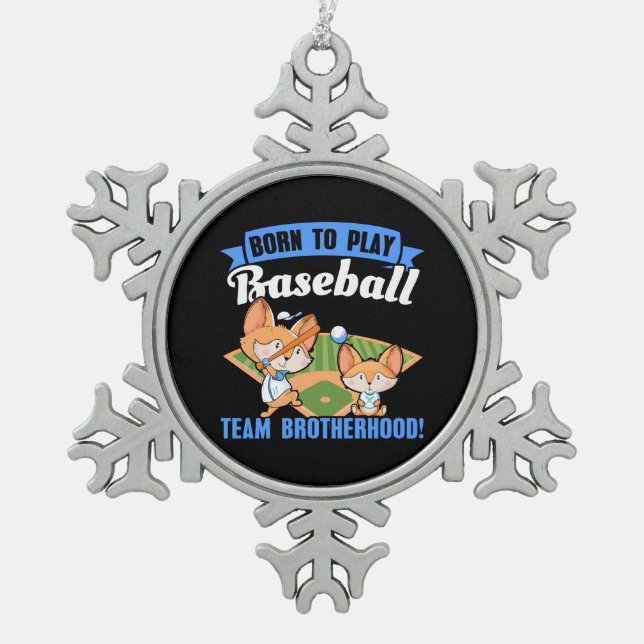Big Brother Little Brother - Baseball-Spieler Schneeflocken Zinn-Ornament (Vorderseite)
